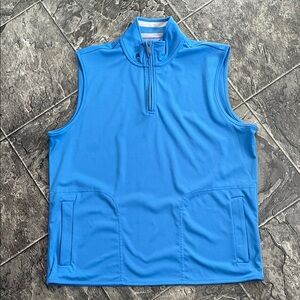 BROOKS BROTHERS Blue Sleeveless Quarter-Zip Preppy Coastal Pullover Vest